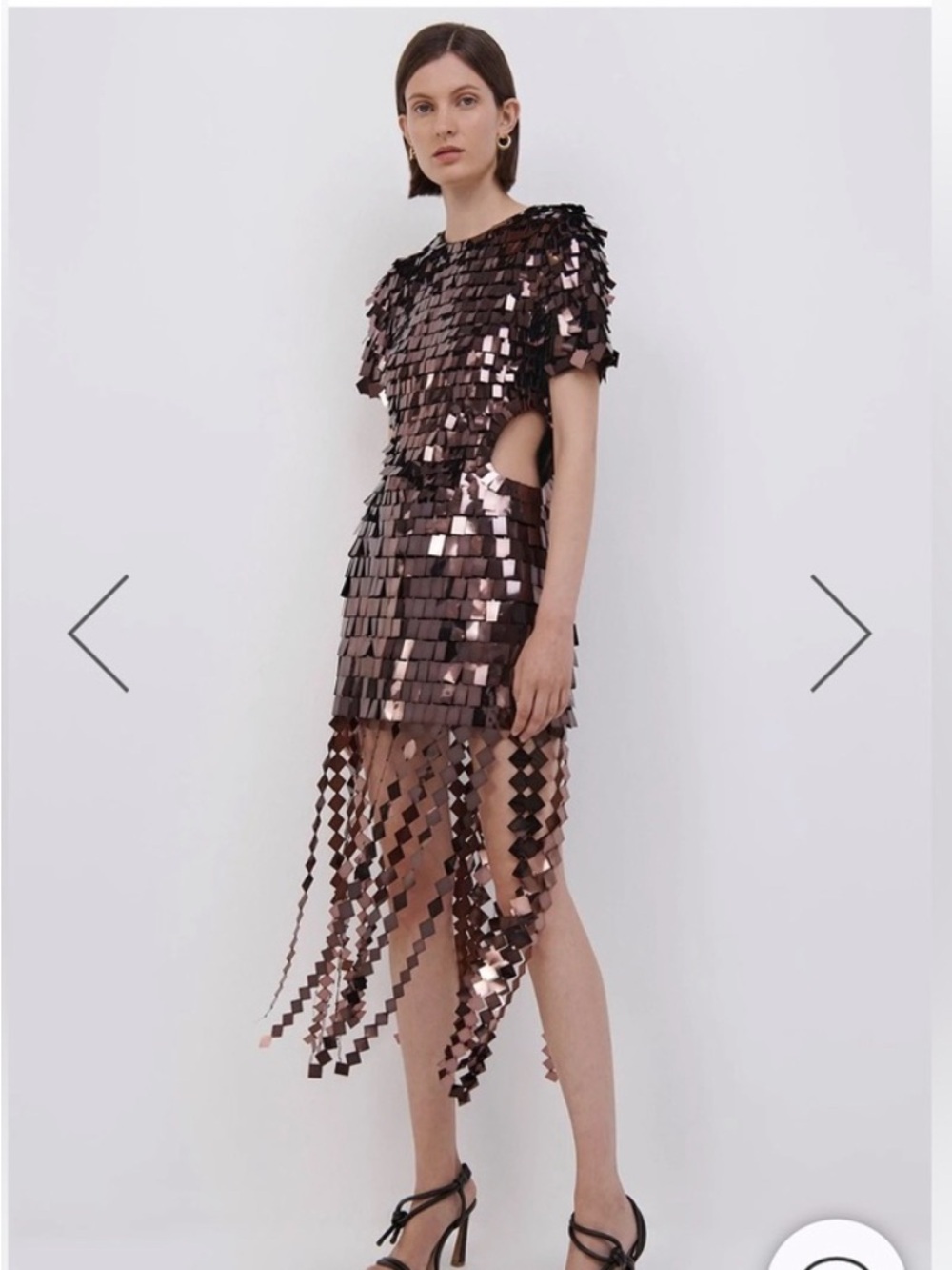 Jonathan Simkhai Rose Bronze Sequin Fringe Mini Dress